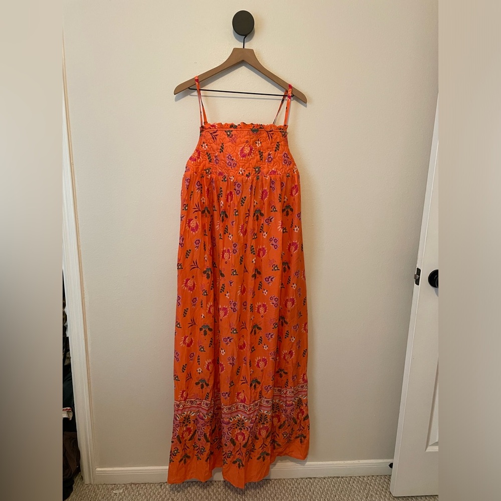 Anthropologie Orange Floral Maxi Dress - Picture 4 of 10